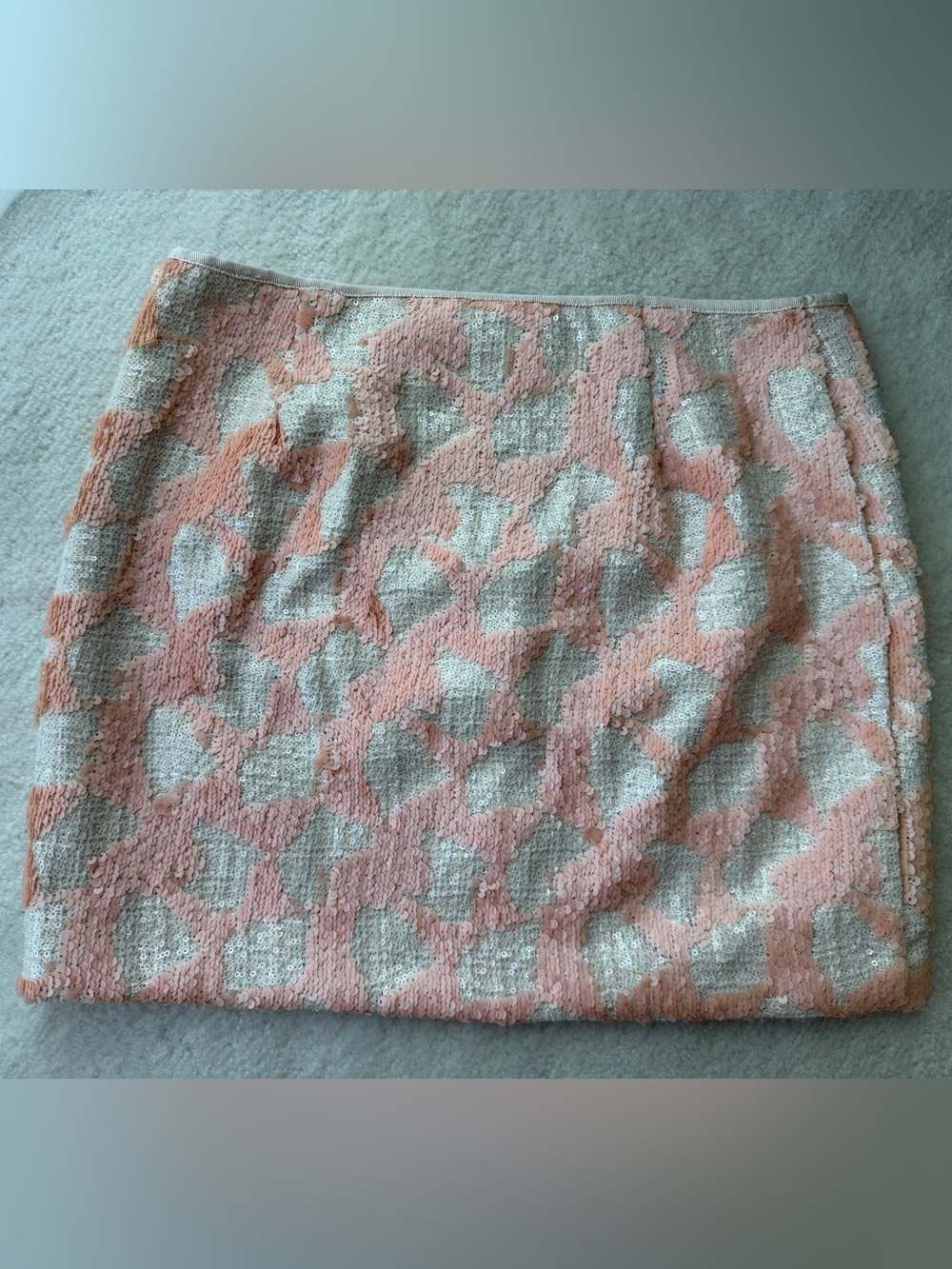 Banana Republic Pink and Cream Sequins Shiny Textured Mini Skirt